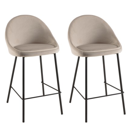 Lot de 2 tabourets d'îlot velours chamois TOM
