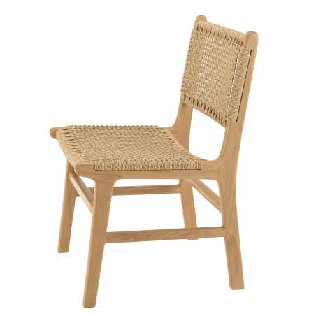 VALERIA Set of 2 Teak Garden Chairs - Beige Rattan