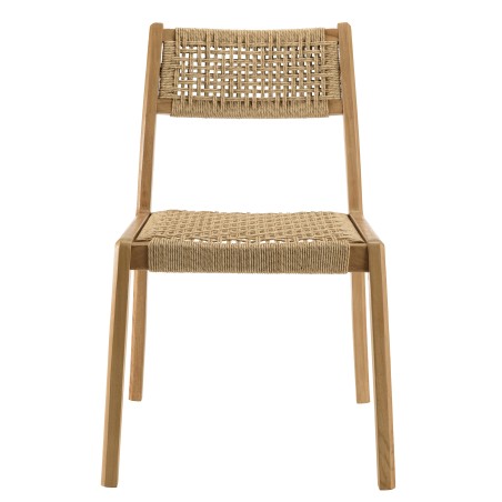 Lot 2 chaises jardin teck rotin synthétique beige