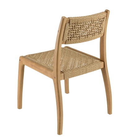 Lot 2 chaises jardin teck rotin synthétique beige