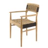 Lot de 2 fauteuils jardin VALERIA - Teck et rotin synthétique beige/noir
