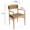 Lot de 2 fauteuils jardin VALERIA - Teck et rotin synthétique beige/noir