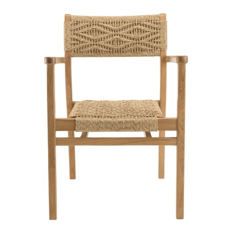 VALERIA - Set of 2 Teak Garden Armchairs in Synthetic Rattan | Diamond Pattern