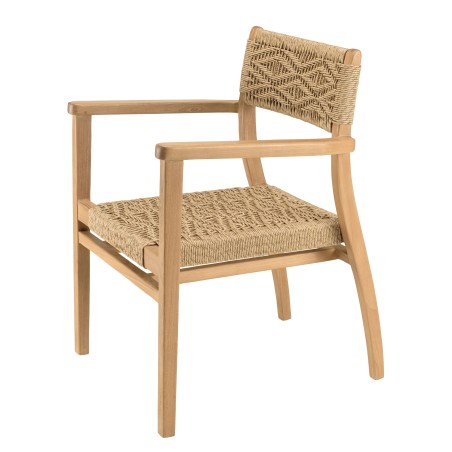 Lot de 2 fauteuils jardin teck rotin synthétique
