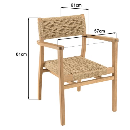 VALERIA - Set of 2 Teak Garden Armchairs in Synthetic Rattan | Diamond Pattern