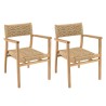 Lot de 2 fauteuils jardin teck rotin synthétique