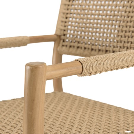 VALERIA - Set of 2 Garden Armchairs | Beige Synthetic Rattan & Teak