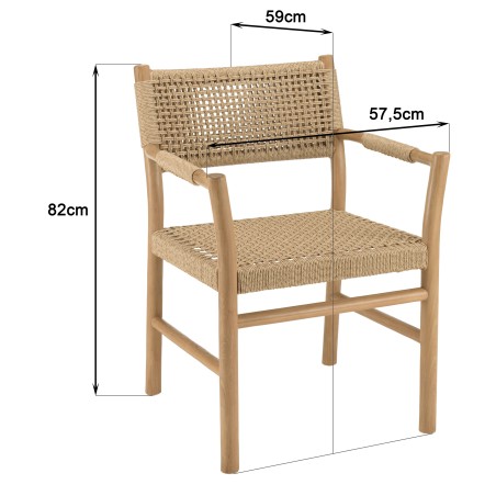 VALERIA - Set of 2 Garden Armchairs | Beige Synthetic Rattan & Teak