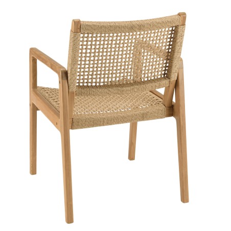 VALERIA - Set of 2 Garden Armchairs | Natural Teak & Beige Rattan