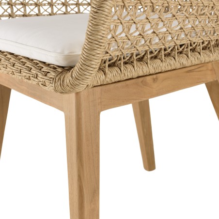 Lot de 2 fauteuils jardin VALERIA en teck et rotin synthétique