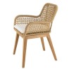 VALERIA Set of 2 Garden Armchairs - Synthetic Rattan & Teak with White Cushion