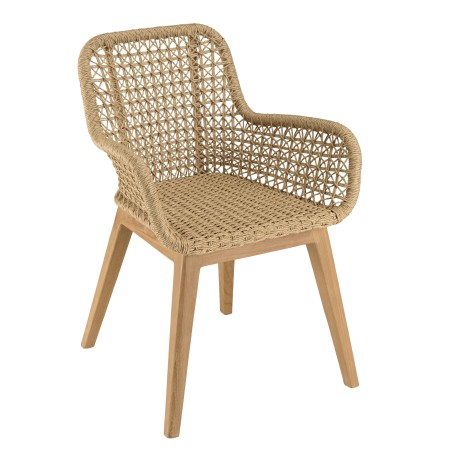Lot de 2 fauteuils jardin VALERIA en teck et rotin synthétique