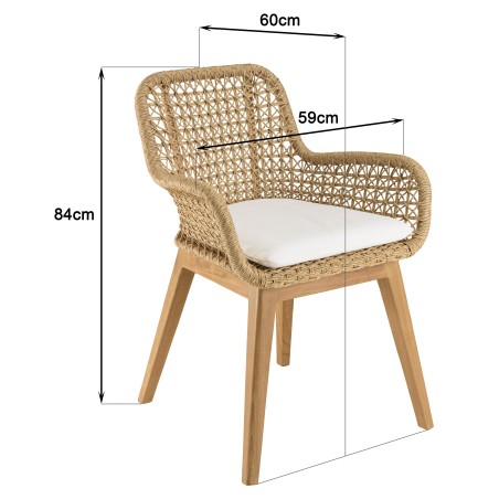 Lot de 2 fauteuils jardin VALERIA en teck et rotin synthétique
