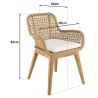 Lot de 2 fauteuils jardin VALERIA en teck et rotin synthétique