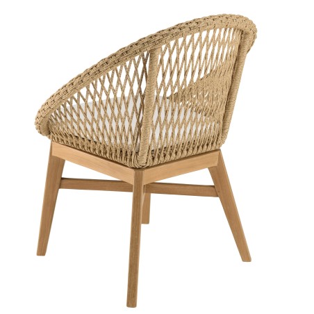 Lot de 2 fauteuils jardin arrondi teck rotin synthétique