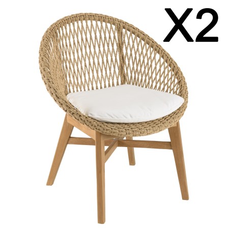 VALERIA Set of 2 Rounded Garden Armchairs
