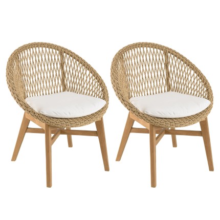 VALERIA Set of 2 Rounded Garden Armchairs