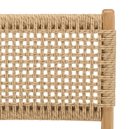 Lot de 2 tabourets bar de jardin teck rotin beige