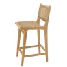 VALERIA Set of 2 Beige Synthetic Rattan Teak Garden Bar Stools