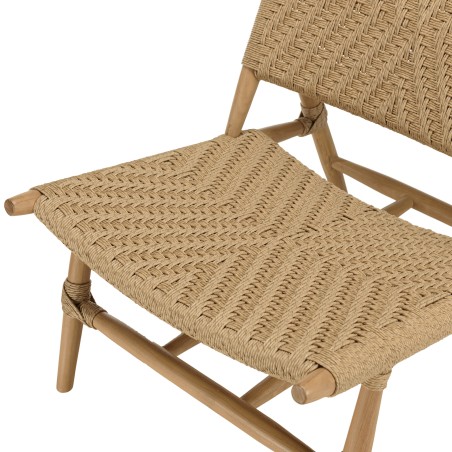 Lot 2 fauteuils lounge jardin teck rotin synthétique