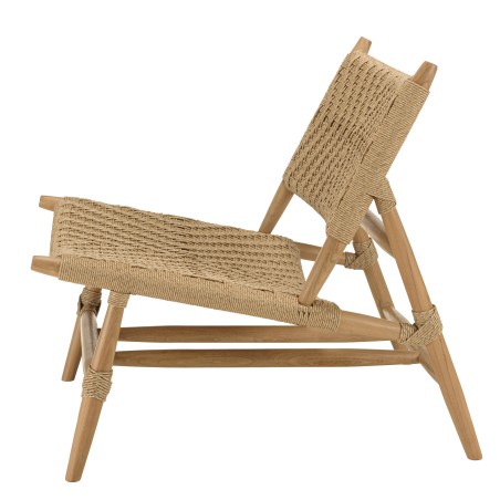 Lot 2 fauteuils lounge jardin teck rotin synthétique