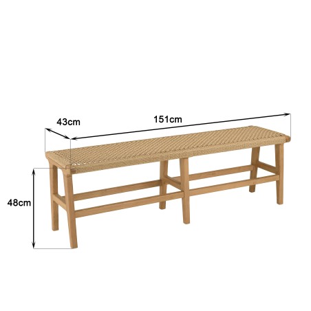 Banc de jardin VALERIA en teck et rotin synthétique