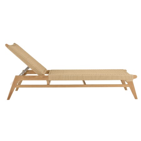 VALERIA Sun Lounger - Natural Teak & Beige Rattan - 4 Reclining Positions
