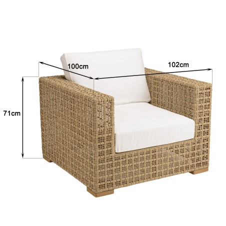 Valeria 6-Seater Garden Furniture Set - Beige Synthetic Rattan