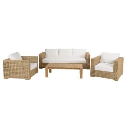 Valeria 6-Seater Garden Furniture Set - Beige Synthetic Rattan