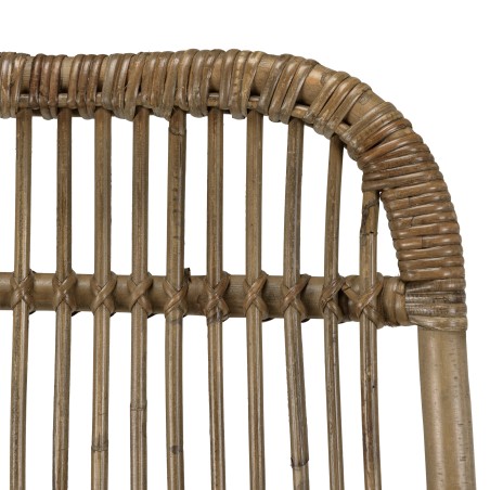 Lot 2 chaises rotin grisé coussin blanc métal noir