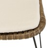 KALLY - Set of 2 Grey Rattan Chairs with White Cushions and Black Metal Legs