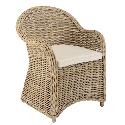 Fauteuil en kubu KALLY avec coussin blanc