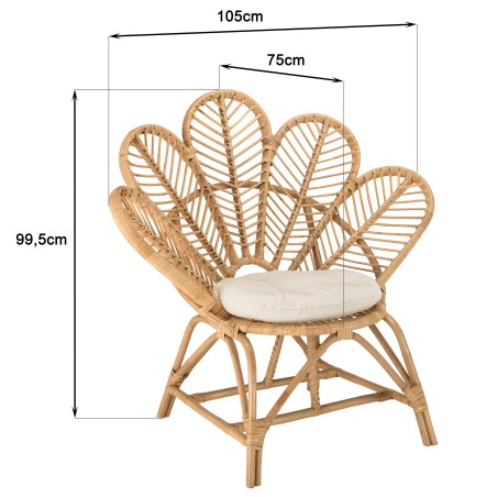 KALLY - Honey Brown Rattan Flower Armchair