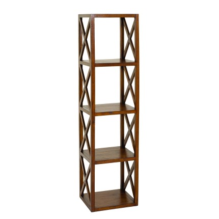 Étagère LORINE marron 4 cases 40 cm croisillons bois Mindi