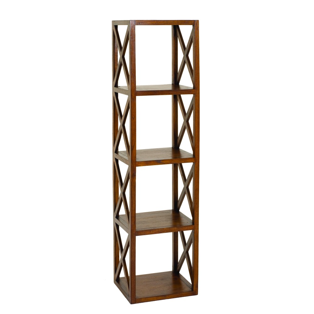 Étagère LORINE marron 4 cases 40 cm croisillons bois Mindi Étagère LORINE marron 4 cases 40 cm croisillons bois Mindi
