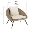 KALLY Kubu Lounge Chair with White Seat Cushion and Black Metal Legs