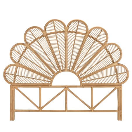 Tête de lit demi-lune KALLY en rotin brun miel 140/160cm