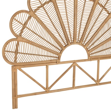 KALLY Half-Moon Headboard 140/160cm 'Flower' Honey Brown Rattan