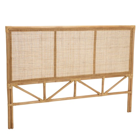 Tête de lit en rotin brun miel 160x110 cm - Style bohème chic