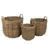 KALLY - Set of 3 Round Storage Baskets in Natural Rattan