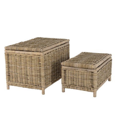 KALLY - Set of 2 Rectangular Storage Chests in Natural Kubu