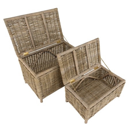 KALLY - Set of 2 Rectangular Storage Chests in Natural Kubu