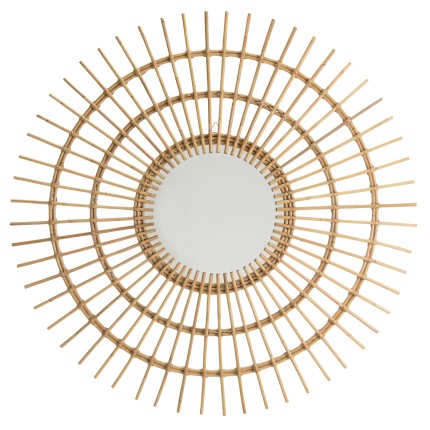 Miroir rond en rotin KALLY 100cm - Modèle soleil brun miel