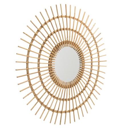 KALLY Round Mirror 100 cm - Sun Design, Honey Brown Rattan