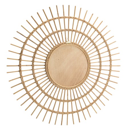Miroir rond en rotin KALLY 100cm - Modèle soleil brun miel