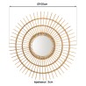 Miroir rond en rotin KALLY 100cm - Modèle soleil brun miel