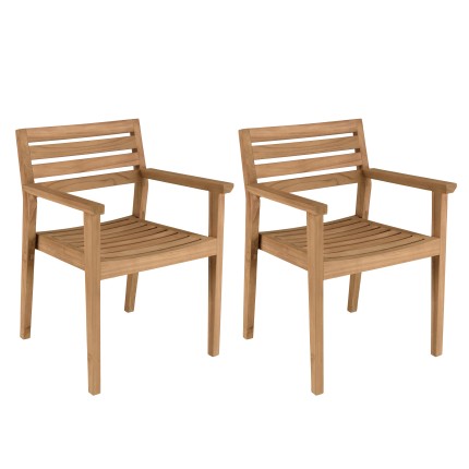 KALLY - Set of 2 Teak Garden Armchairs