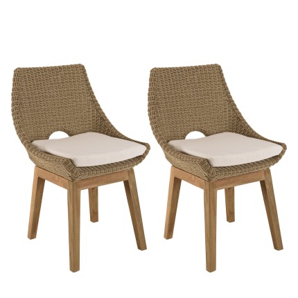 Lot 2 chaises jardin rotin synthétique KALLY
