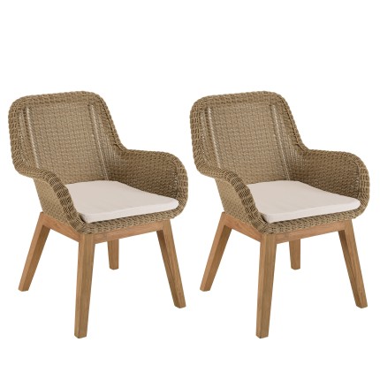 Lot 2 fauteuils jardin rotin synthétique KALLY