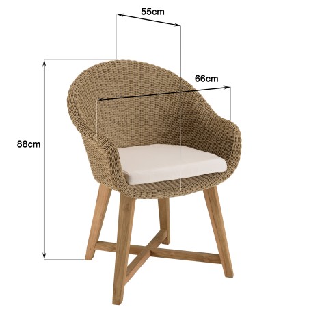 KALLY - Set of 2 Synthetic Rattan Garden Armchairs with Cushions